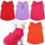 🐾 warm and cozy 4-piece fabric dog sweater set with leash ring - winter fleece vest for puppy, small dogs, and cats - stylish pet clothes for chihuahua boys (simple pattern, size m) логотип