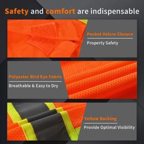 img 1 attached to Stay Safe And Visible With SHORFUNE High Visibility Safety Vest - ANSI/ISEA Certified, Orange With Pockets, Mic Tabs, And Reflective Strips In Medium Size