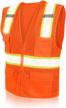 stay safe and visible with shorfune high visibility safety vest - ansi/isea certified, orange with pockets, mic tabs, and reflective strips in medium size logo