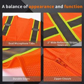 img 2 attached to Stay Safe And Visible With SHORFUNE High Visibility Safety Vest - ANSI/ISEA Certified, Orange With Pockets, Mic Tabs, And Reflective Strips In Medium Size