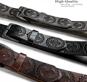 img 2 attached to Western Leather Belt Strap 1-1/2" (38Mm) Wide - Tooled Floral Embossed Full Grain Genuine Cowhide
