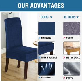 img 1 attached to H.VERSAILTEX Dining Chair Covers Dining Room Chair Covers Chair Slipcovers For Dining Room Set Of 6, Original Velvet Stretch Dining Chair Protector Cover Removable Washable, Navy