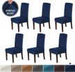 h.versailtex dining chair covers dining room chair covers chair slipcovers for dining room set of 6, original velvet stretch dining chair protector cover removable washable, navy logo
