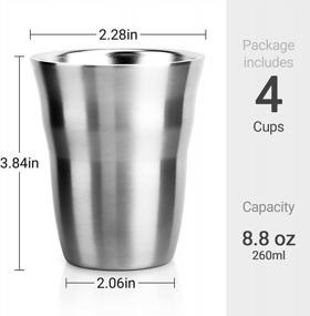 img 2 attached to Beasea Metal Cups 8 Oz Set Of 4, Stainless Steel Cup 8 Oz Double Wall Stackable Small Metal Glasses For Insulated Metal Drinking Cups Tumbler For Kids And Adults