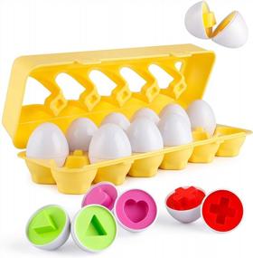 img 4 attached to Coogam Matching Egg Set: красочная головоломка для раннего обучения и развития мелкой моторики - идеальный подарок на Пасху для детей!