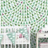 17.7in x 118in haokhome 96056 christmas wallpaper - peel & stick trees in green, white & purple! logo