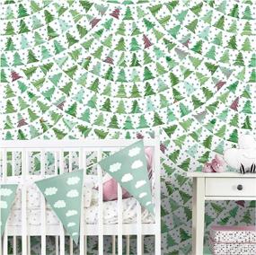 img 4 attached to 17.7In X 118In HAOKHOME 96056 Christmas Wallpaper - Peel & Stick Trees In Green, White & Purple!