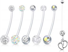 img 4 attached to Flexible Bioplast Belly Rings For Pregnancy - Comfortable And Stylish Navel Retainers For Expectant Mothers