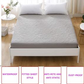 img 3 attached to Durable Waterproof Quilted Mattress Pad Cover - Fits Up To 18" Deep Mattresses In Queen Size- Gray