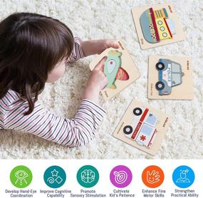 img 1 attached to Portable Montessori Transportation Shape Puzzles For Toddlers - Perfect Airplane Travel Toys For Boys And Girls Aged 3-4 Years, Including Drawstring Bag - Set Of 4