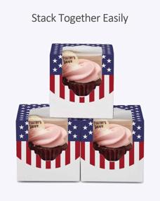 img 2 attached to Yotruth 2.5” X 2.5” X 2.5”The American Flag Mini Cupcake Boxes Single Individual Easy Assembly With Window And Insert 50 Pack For Independence Day