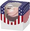yotruth 2.5” x 2.5” x 2.5”the american flag mini cupcake boxes single individual easy assembly with window and insert 50 pack for independence day logo