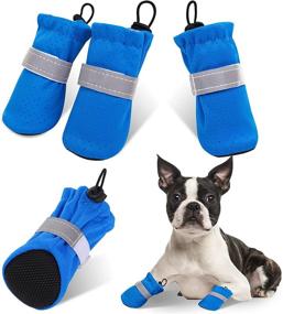 img 4 attached to 🐾 Premium Dog Boots: Soft Puppy Shoes for Small Dogs - Breathable, Adjustable, Reflective Straps, Waterproof Non-Slip Sole