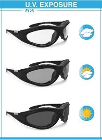 img 1 attached to 🕶️ BERTONI F125A Padded Motorcycle Glasses with Photochromic Lens - Windproof Insert, Made in Italy - Ultimate Motorbike Riding Sunglasses