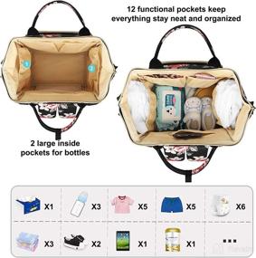 img 2 attached to 🌸 Ultimate Diaper Bag Backpack for Moms/Dads: Large Capacity, Insulated Pockets, Multi-Function Baby Bag with Flower Design