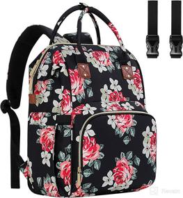 img 4 attached to 🌸 Ultimate Diaper Bag Backpack for Moms/Dads: Large Capacity, Insulated Pockets, Multi-Function Baby Bag with Flower Design
