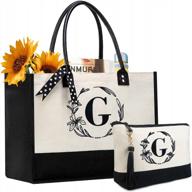 индивидуальные холщовые сумки beegreen с вышитыми монограммами и кожаными ручками - идеальный индивидуальный подарок на день рождения для женщин логотип