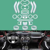 sunluway 21 pcs full set interior trim kit fit for jeep wrangler jk jku 2011-2018 2&4-door - door handle & cup cover, steering wheel & center console trim, air outlet & ac ring cover (white) logo
