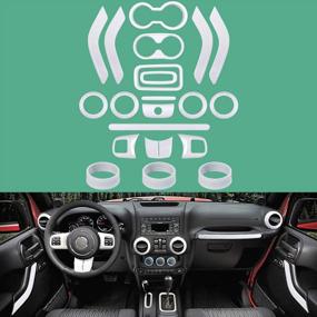 img 4 attached to Sunluway 21 PCS Full Set Interior Trim Kit Fit For Jeep Wrangler JK JKU 2011-2018 2&4-Door - Door Handle & Cup Cover, Steering Wheel & Center Console Trim, Air Outlet & AC Ring Cover (White)