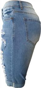 img 3 attached to Flattering And Comfortable: Aodrusa Women'S Stretchy Denim Bermuda Shorts For Curvy Figures