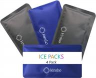 ice packs for lunch box bag and bento boxes, 4 pack set, reusable and refreezable soft slim pouches for kids boys adults, travel, school, work, camping, long lasting cold, flexible blue grey… logo