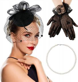 img 4 attached to Complete Your Look For Any Occasion With Our Feather Veil Mesh Fascinators Hat And Accessories Set