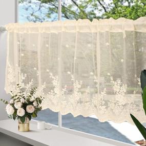img 4 attached to Romantic Floral Lace Curtain - Perfect Living Room & Bedroom Window Decor For Christmas!