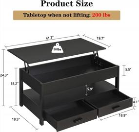 img 2 attached to Поднимите верхний журнальный столик со скрытым хранилищем и ретро-деревянной отделкой для гостиной