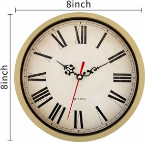 img 3 attached to 8-Inch Foxtop Retro Gold Wall Clock - Silent Non-Ticking Quartz Clock For Home, Office, School, Kitchen, Bedroom, And Living Room Decor - Battery Operated Small Round Clock