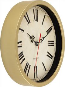 img 2 attached to 8-Inch Foxtop Retro Gold Wall Clock - Silent Non-Ticking Quartz Clock For Home, Office, School, Kitchen, Bedroom, And Living Room Decor - Battery Operated Small Round Clock