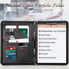 img 3 attached to Organize Your Business Documents In Style With Toplive'S Zippered Padfolio Portfolio Case