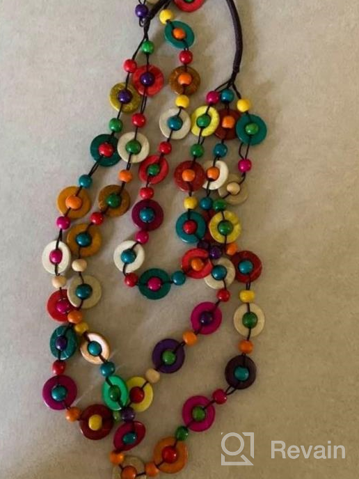 img 1 attached to Halawly Multicolored Beaded Wood Bead Layered Necklace - Stand Out In Style! review by Robert Elder