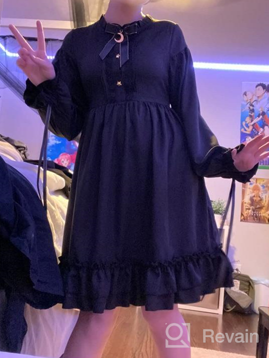 img 1 attached to Black Japanese Gothic Lolita Dress for Teen Girls - Packitcute Long Sleeve Dress review by Keisha Dessie