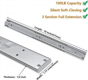 img 3 attached to LONTAN 4502S3-18 Soft Close Heavy Duty Drawer Slides - 18 Pairs Full Extension With 100 LB Capacity For Kitchen Cabinets