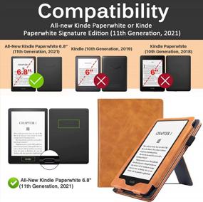 img 3 attached to Protect Your 11Th Generation Kindle Paperwhite With Miimall'S Premium Leather Case With Hand Strap & Kickstand - A Perfect Fit For 2021 Model With Auto Wake/Sleep Feature!