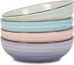 selamica ceramic 50oz pasta bowls set of 4 - 8.6" large salad serving stackable porcelain soup bowls, microwave/dishwasher safe, gradient color gift logo