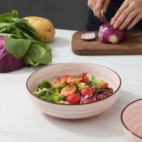 img 1 attached to Selamica Ceramic 50Oz Pasta Bowls Set Of 4 - 8.6" Large Salad Serving Stackable Porcelain Soup Bowls, Microwave/Dishwasher Safe, Gradient Color Gift