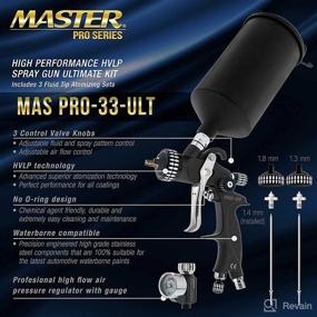 img 3 attached to 🔫 HP Pro 33 Series High Performance HVLP Spray Gun Ultimate Kit | 3 Fluid Tip Sets 1.3, 1.4 & 1.8mm | Air Pressure Regulator Gauge | MPS Cup Adapter | Ideal for Automotive Basecoats, Clearcoats, and Primers