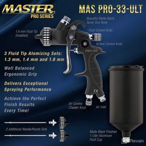 img 2 attached to 🔫 HP Pro 33 Series High Performance HVLP Spray Gun Ultimate Kit | 3 Fluid Tip Sets 1.3, 1.4 & 1.8mm | Air Pressure Regulator Gauge | MPS Cup Adapter | Ideal for Automotive Basecoats, Clearcoats, and Primers