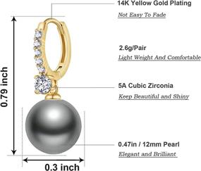 img 3 attached to Large Size Kesaplan 14K Gold Plated Hypoallergenic Hoop Earrings With 5A Cubic Zirconia Pearl Drop Dangle For Women And Girls - Perfect Gift Jewelry Set