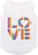 удобная хлопковая футболка для собак с рисунком love - быстросохнущая одежда для собак, кошек и щенков (белый s) от perferhouse rainbow логотип