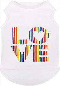 img 4 attached to Удобная хлопковая футболка для собак с рисунком Love - быстросохнущая одежда для собак, кошек и щенков (белый S) от Perferhouse Rainbow