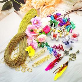 img 2 attached to 73Pcs Handmade Hair Extension Jewelry Set - Metallic Cord, Butterfly Braids, Dreadlock Clips & More!