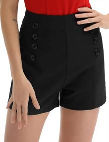 img 4 attached to Belle Poque Women High Waist Stretch Shorts Vintage Button Sailor Shorts BP849