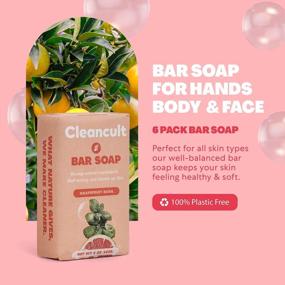 img 3 attached to Silky Smooth Skin with Cleancult Bar Soap: Sustainable Coconut Based 🥥 Soap Bars for Cleansing, Hydrating, and Refreshing - Grapefruit Basil, 6 Pack