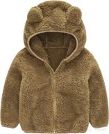 cute bear ear toddler boys girls fuzzy fleece zip up sherpa hooded winter jacket coat with long sleeves, ideal outfit logo