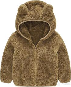 img 3 attached to Cute Bear Ear Toddler Boys Girls Fuzzy Fleece Zip Up Sherpa Hooded Winter Jacket Coat with Long Sleeves, Ideal Outfit