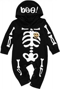 img 4 attached to Halloween Skeleton Romper And Hat Set For Baby Boys And Girls - Adorable Outfit For Newborns