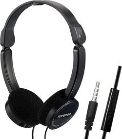 img 4 attached to 🎧 Foldable Lightweight On-Ear Headphones for Kids – Wired Headset with Noise Cancelling Mic, Volume Control, and 3.5mm Jack – Ideal for Online Learning, Study, School, and Travel – Suitable for Girls and Boys – Black