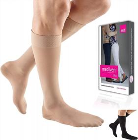 img 4 attached to MediVen Plus Calf High Compression Socks For Men And Women, 20-30 MmHg, With Silicone Topband And Open Toe